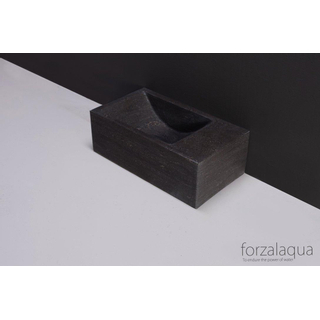 Forzalaqua Venetia Xs fonteinbak 29x16x10cm wasbak Links 0 kraangaten Natuursteen Hardsteen gezoet